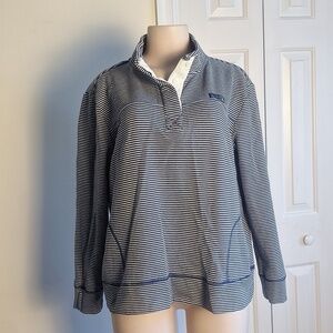 🎁State Of Mine Maryland Nautucal Blue And White Cotton Hoodie Size L